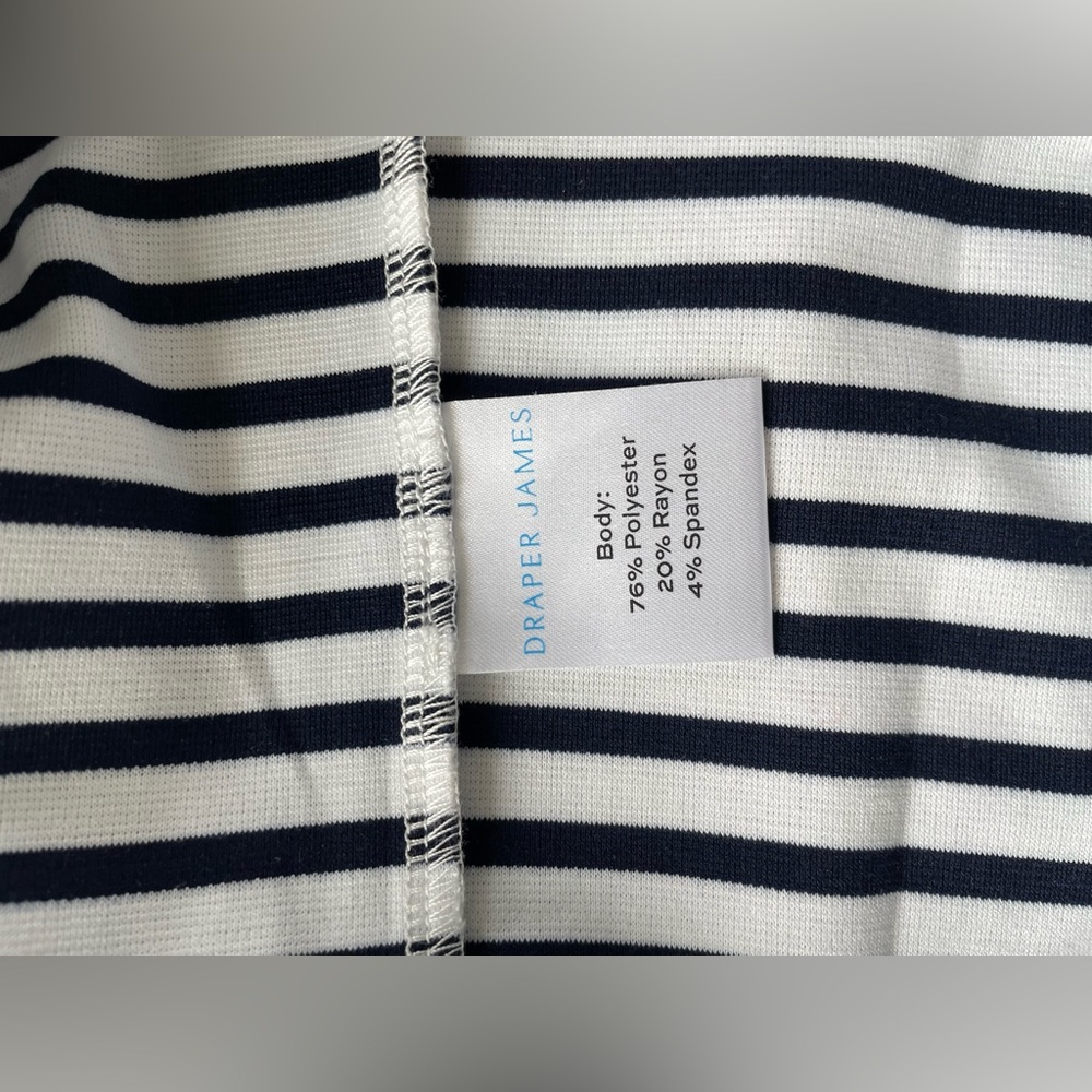 Draper James Sailor Stripe Ponte Shift Dress White & Navy Large - Picture 9 of 10
